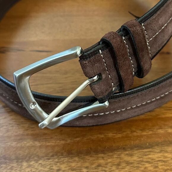 Massimo Dutti Men’s Brown Leather Suede Belt - Picture 3 of 11